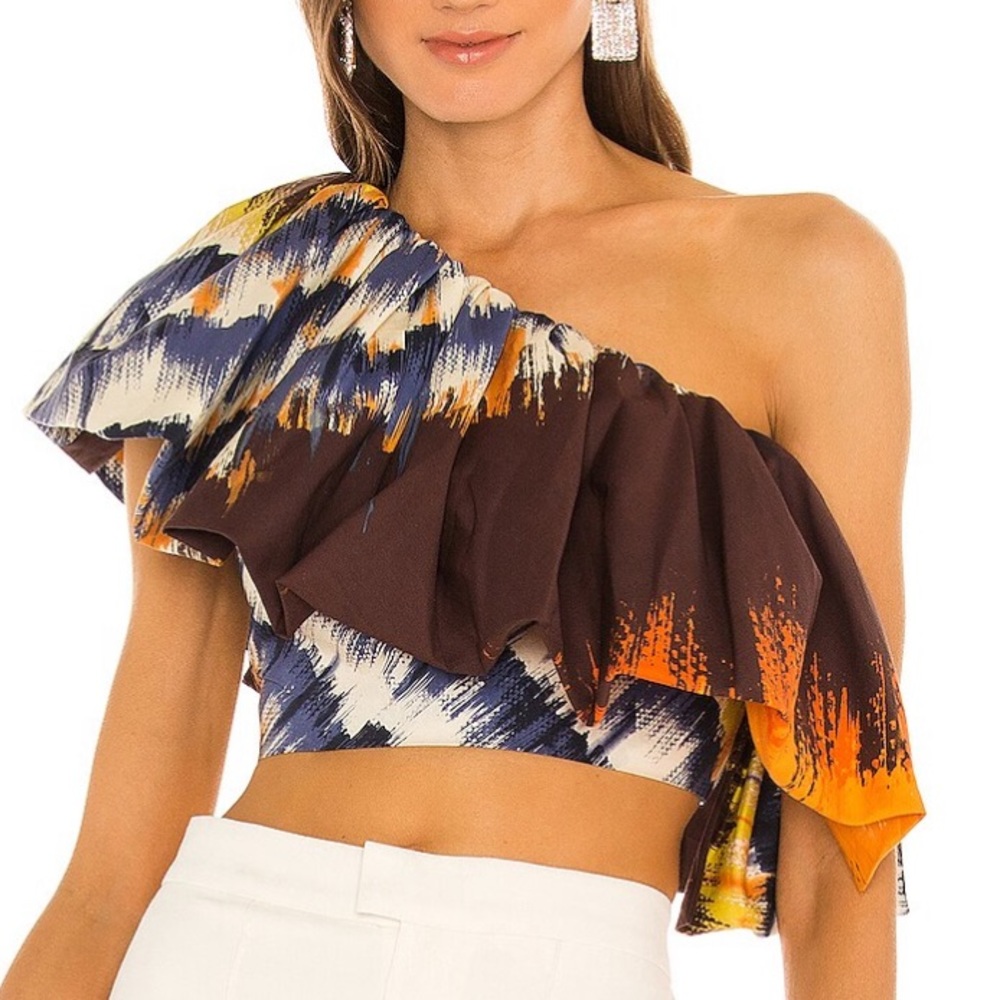 Amur Xenia crop top in Terra Cotta Tie Dye Stripe